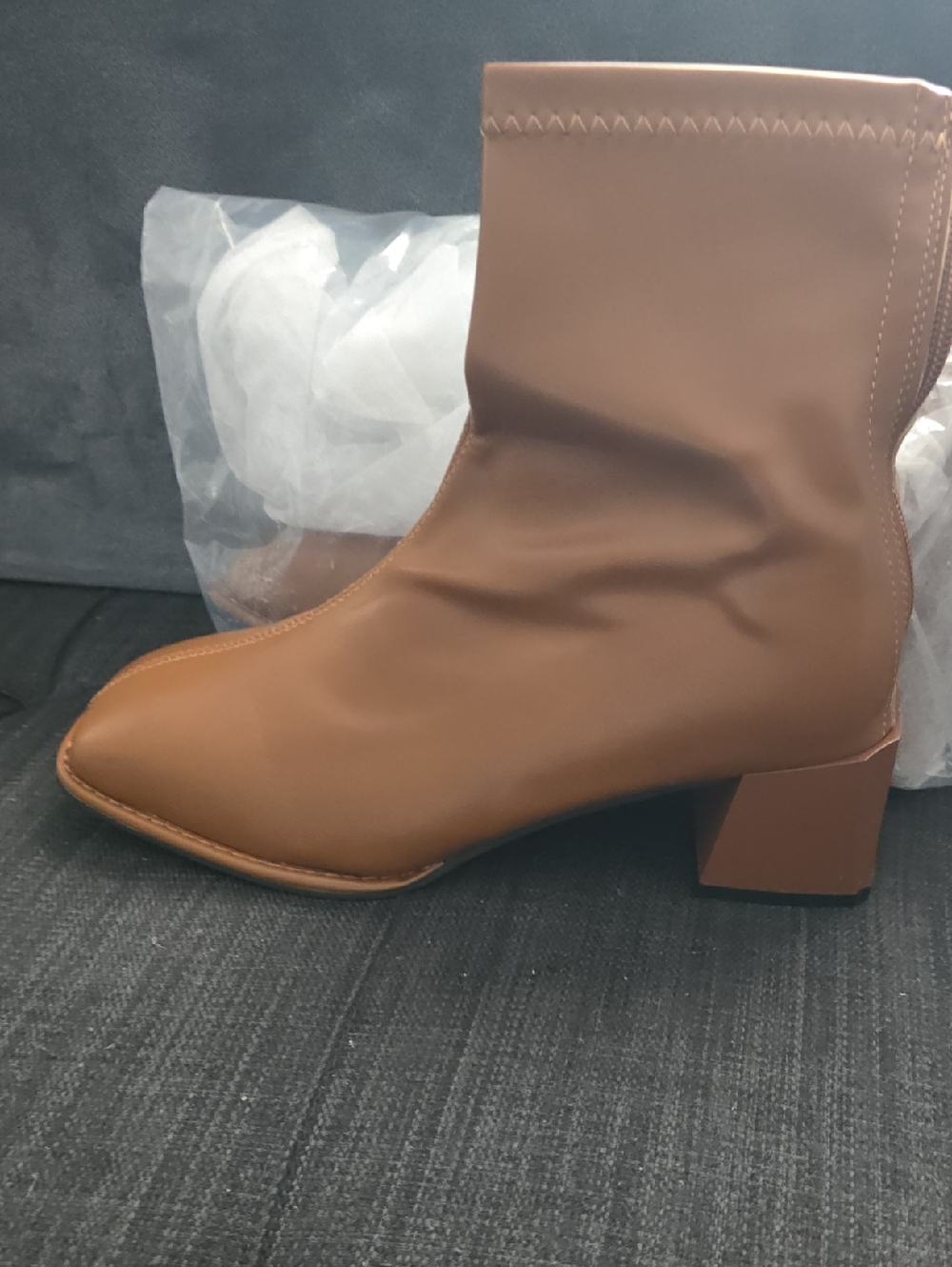 Women’s Brown Block Heel Ankle Boots Soft Leather